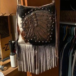 Genuine Hair-on-Hide Indian Head Leather Purse